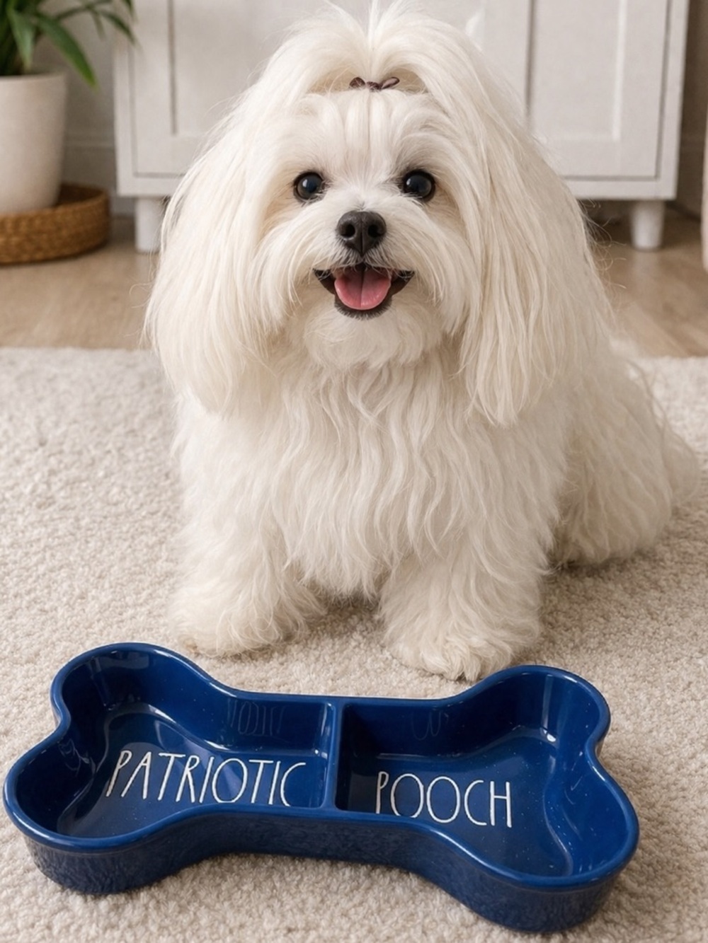 Rae Dunn Patriotic pooch dog bowl